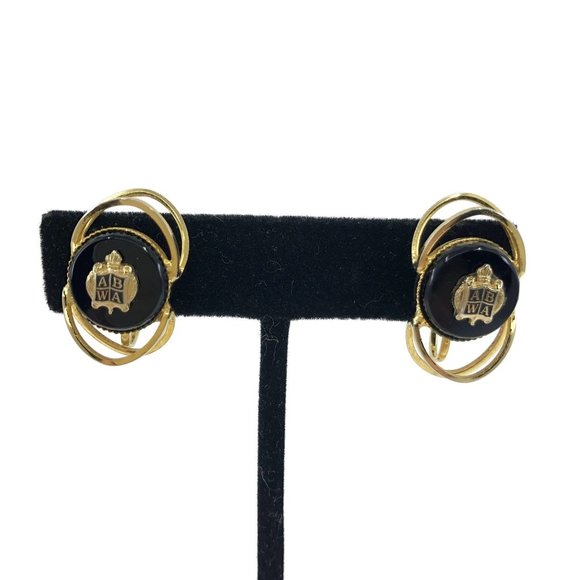 ABWA Gold & Black Clip On Earrings - Picture 1 of 7